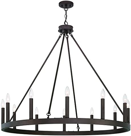 Vanity Art 12 Lights Wagon Wheel Chandelier Farmhouse Ceiling Light