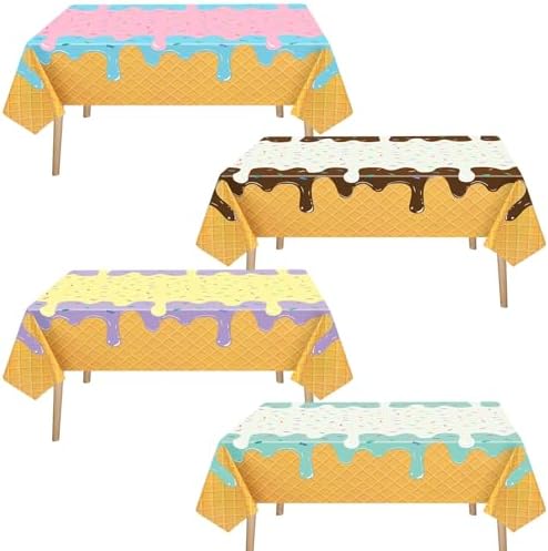 Ice Cream Party Table Covers 4 Pack 54 x 108 Inch