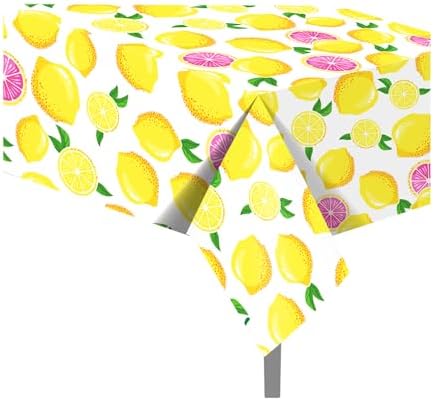 2-Pack Lemon Pattern Plastic Tablecloths 54x87 Inch Waterproof Summer Party Covers