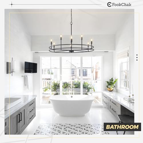 Modern Round Black Chandelier 9 Light Fixture