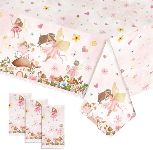 3 PCS Construction Tablecloth 108x54 Inch Pink