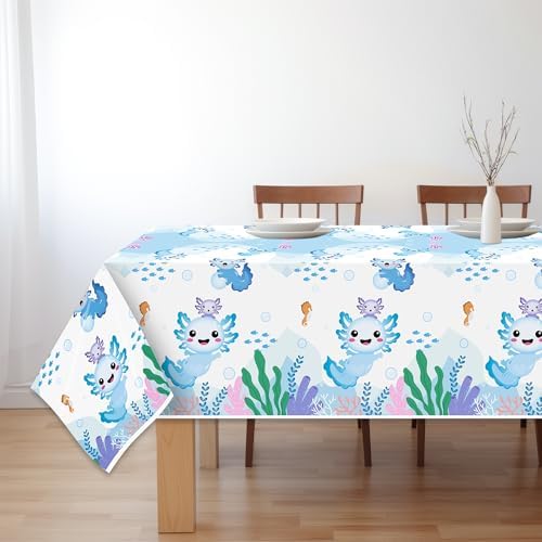 6 Pack Blue Cartoon Axolotl Table Covers for Parties