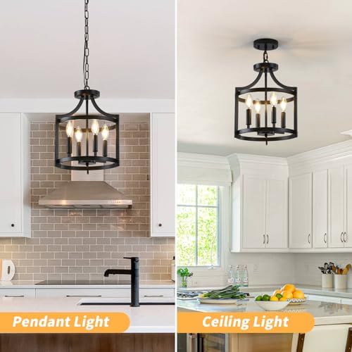 Black Modern Farmhouse Chandelier Dining Room Light