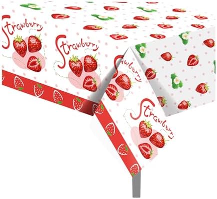Strawberries Themed 2 Pcs Tablecloth 54x87In