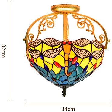 Yellow Dragonfly Glass Ceiling Light 12 Inch Modern Chandelier