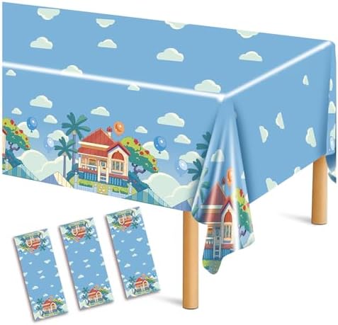 3 Pack Blue Birthday Tablecloths 54x108 Inches for Kids and Dogs