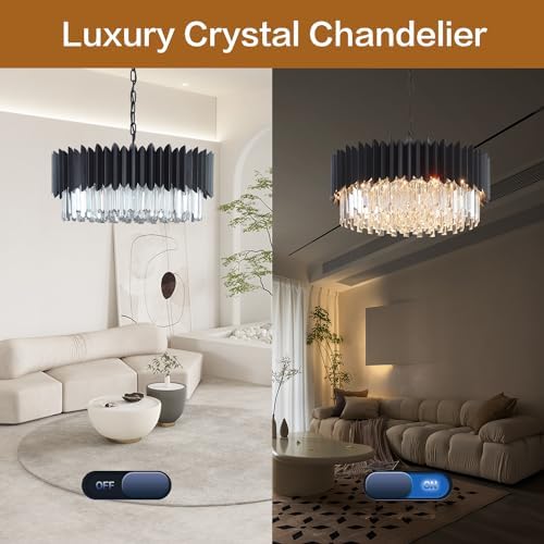 Black Crystal Chandelier with 5-Tier Design