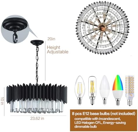 Black Crystal Chandelier with 5-Tier Design