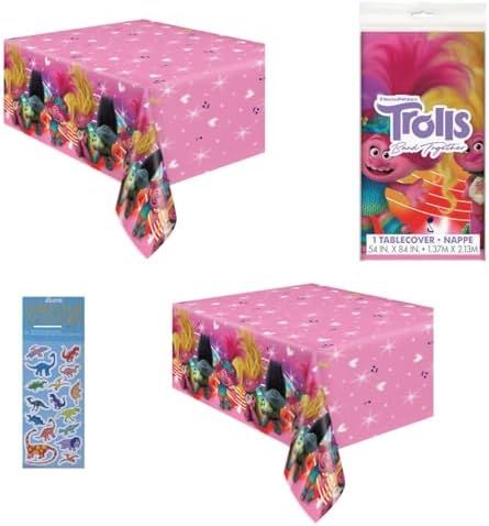 Unique Trolls Birthday Table Covers and Stickers