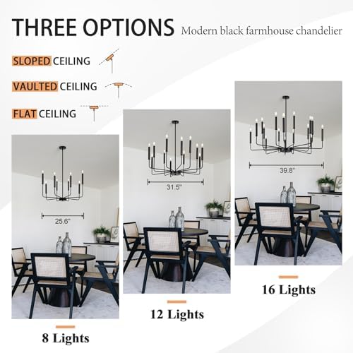 Qamra 16-light Black Chandelier for Dining Room