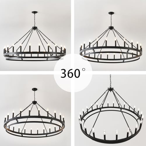 53 Inch Wagon Wheel Chandelier 24 Light Farmhouse