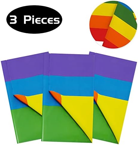 PHOGARY Rainbow Table Covers 3 Pack for Party Decor