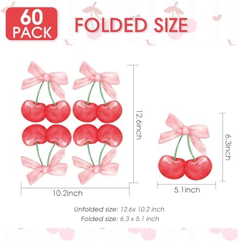 60Pcs Cherry Shaped Napkins for Birthday Parties