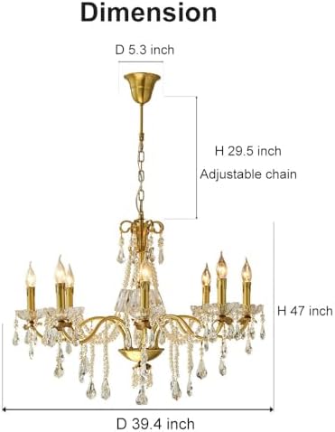 Luxury 8 Light Crystal Chandelier with Metal Frame