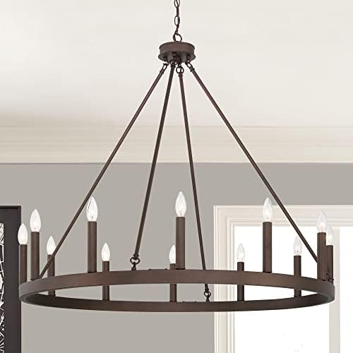 Vanity Art 12 Lights Wagon Wheel Chandelier Farmhouse Ceiling Light