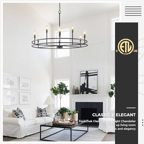 Modern Round Black Chandelier 9 Light Fixture