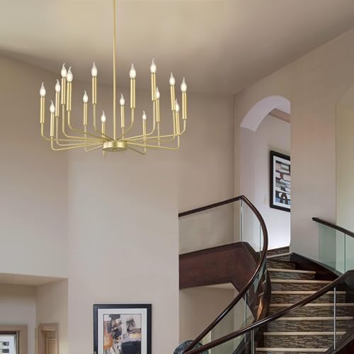 Modern Gold Farmhouse Chandelier with 16 Lights
