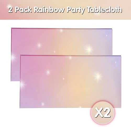 Geanlian Rainbow Tablecloth 2 PCS Decor for Birthday Party