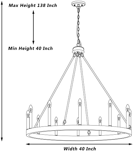 Vanity Art 12 Lights Wagon Wheel Chandelier Farmhouse Ceiling Light