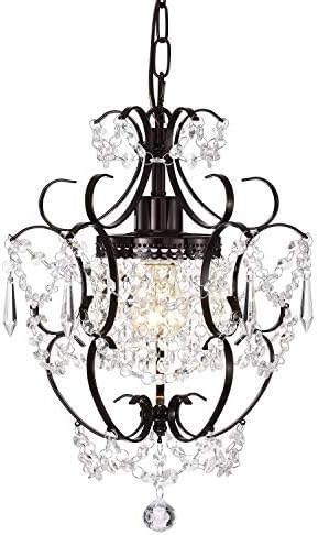 Bronze Chandelier with Acrylic Crystals 1 Light Fixture