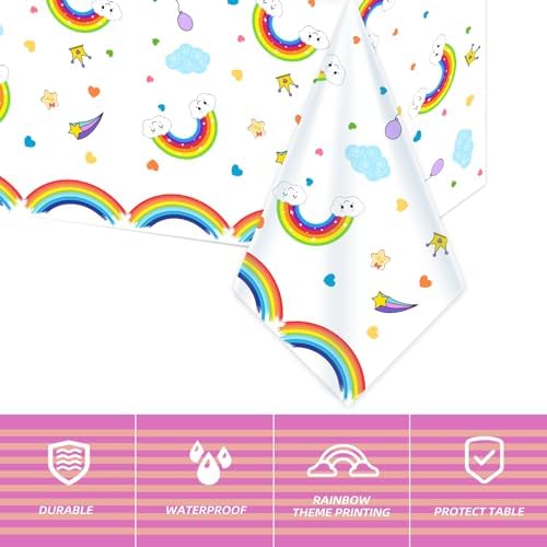 4 Piece Rainbow Cloud Tablecloth for Kids Birthday Party