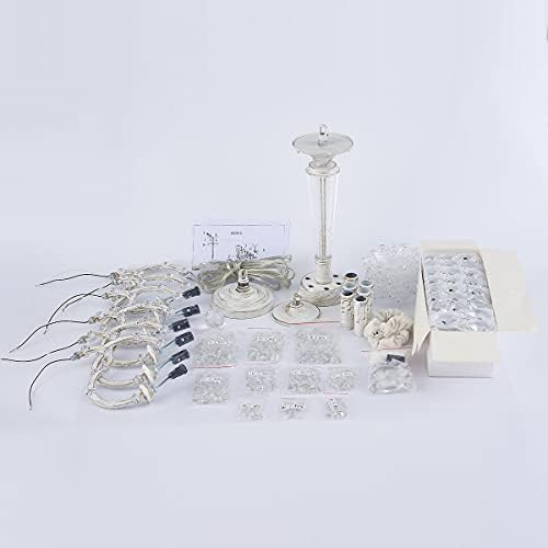 YLONG-ZS 6 Light Crystal Chandelier White Finish