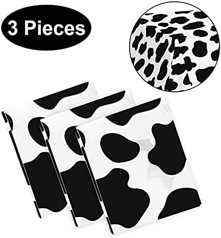 PHOGARY Cow Print Party Tablecloth 3pcs Farm Animal Theme