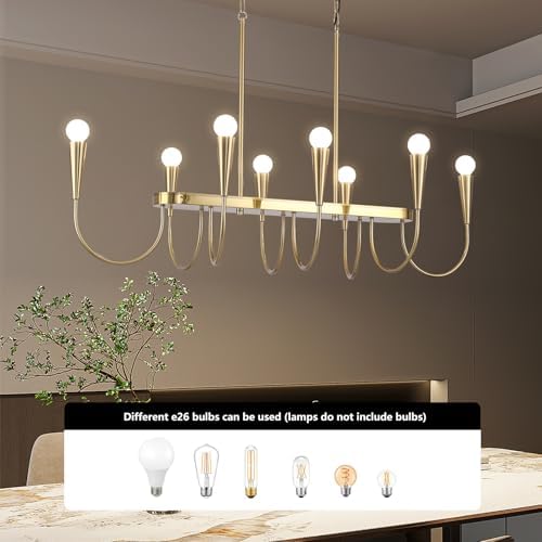 Modern Farmhouse 8-Light Gold Chandelier for Dining Room