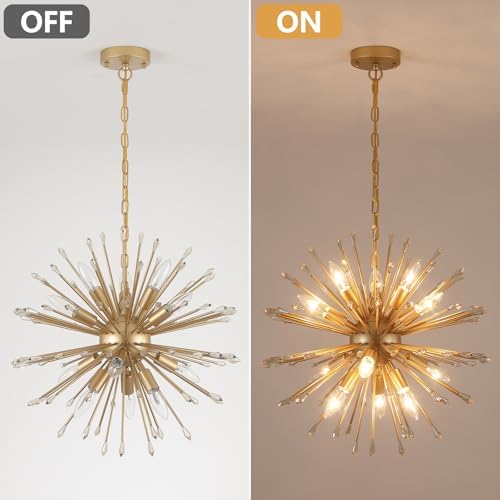 Modern Sputnik Chandelier Gold Firework 12-Light Design
