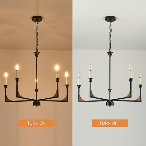 276 Inch Rustic Wood Chandelier 5 Light Farmhouse