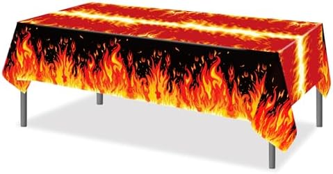 2-Pack Flame Tablecloths - 512x866 Fire-Themed Plastic Covers for Parties
