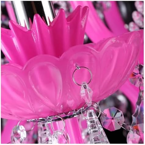 Pink Crystal Candle Chandelier for Princess Room Decor