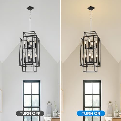 315 Inch Black Farmhouse Chandelier with 8 Lights