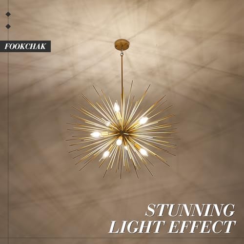 32in Gold Sputnik Chandelier 9-Light Modern Fixture