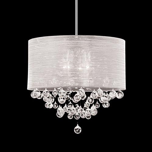 New 4 Lamp Round Drum Shade Crystal Chandelier 20 Inch