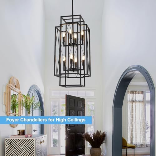315 Inch Black Farmhouse Chandelier with 8 Lights
