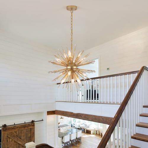 Modern Sputnik Chandelier Gold Firework 12-Light Design