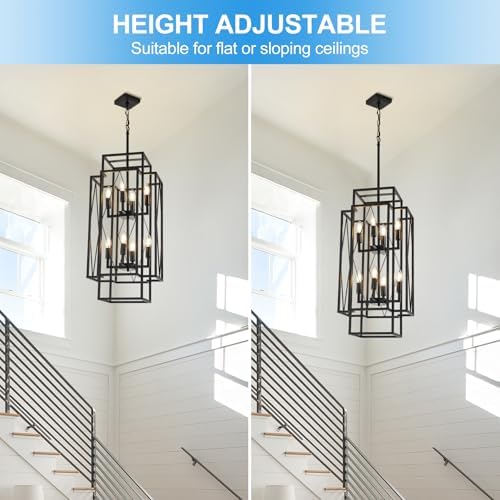 315 Inch Black Farmhouse Chandelier with 8 Lights