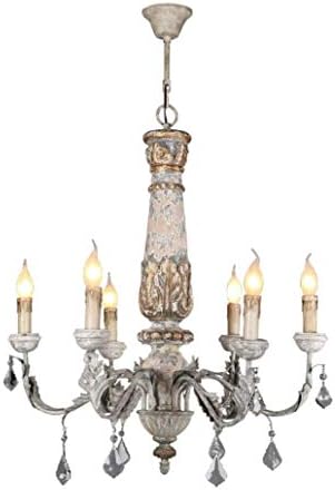 6 Light Curved Arm Antique Chandelier for Living Room