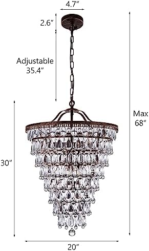 Wellmet 20 Inch Crystal Chandelier with 8 Lights