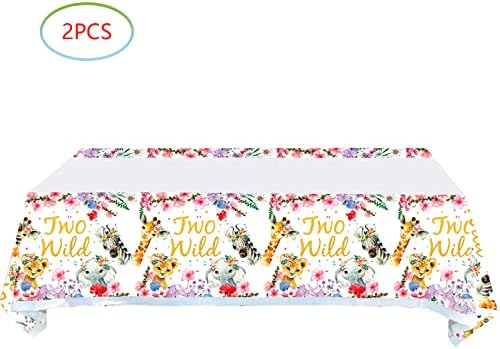 2 Pack Two Wild Themed Tablecloths for Birthday Party