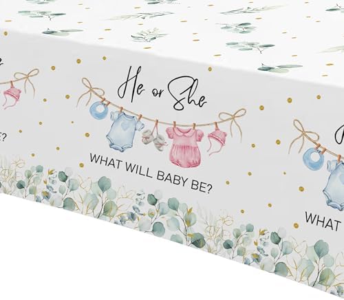 Gender Reveal Tablecloth Set 3 Pack Greenery Baby Clothes Theme