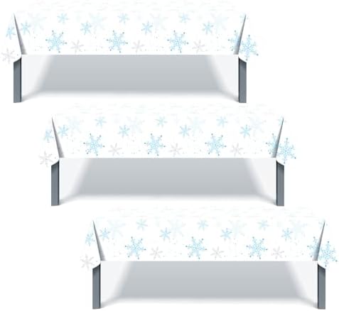 PHOGARY 3 Pack Snowflake Tablecloths for Christmas Parties