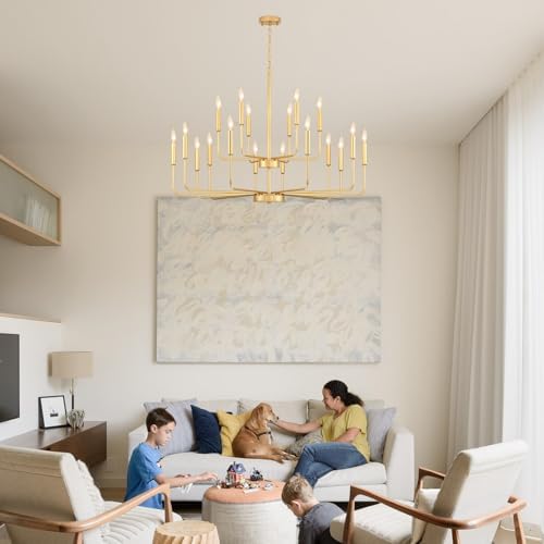 GIFARICH 18-Light 2-Tier Gold Chandeliers for Dining Room