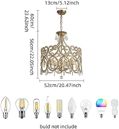 Antique Silver Crystal Chandelier with 5 Lights