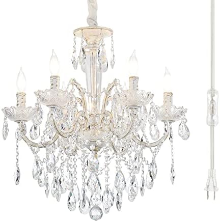 YLONG-ZS 6 Light Crystal Chandelier White Finish