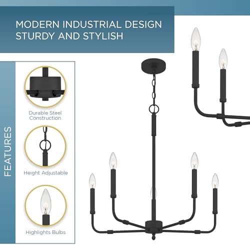Quoizel Abner 5-Light Matte Black Chandelier