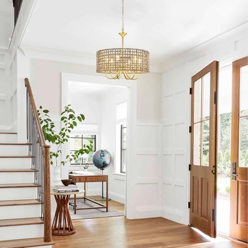 6-Light Rattan Chandelier for Dining Room and Kitchen