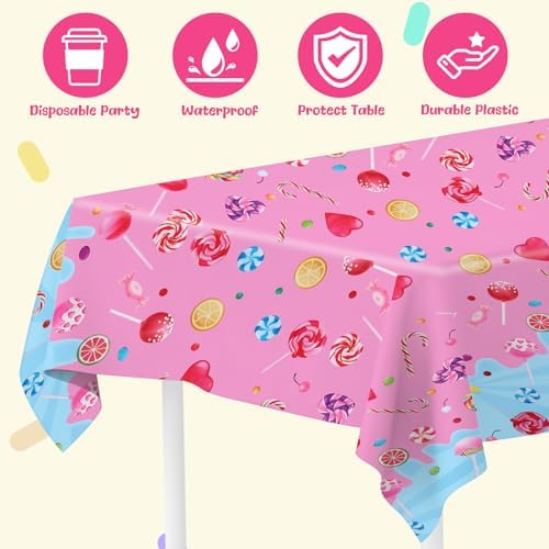 2Pcs Candyland Plastic Tablecloths for Parties