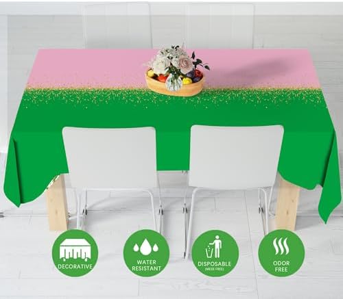 3 Pack Plastic Table Cloth 54x108 Durable Pink Green Table Covers